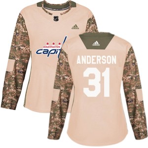 Women's Washington Capitals Craig Anderson Adidas Authentic Veterans Day Practice Jersey - Camo