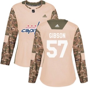 Women's Washington Capitals Mitchell Gibson Adidas Authentic Veterans Day Practice Jersey - Camo