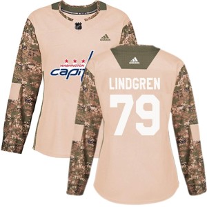 Women's Washington Capitals Charlie Lindgren Adidas Authentic Veterans Day Practice Jersey - Camo