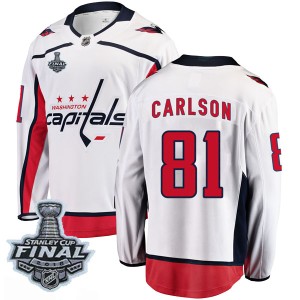 Men's Washington Capitals Adam Carlson Fanatics Branded Breakaway Away 2018 Stanley Cup Final Patch Jersey - White