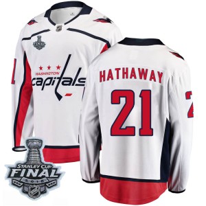 Men's Washington Capitals Garnet Hathaway Fanatics Branded Breakaway Away 2018 Stanley Cup Final Patch Jersey - White