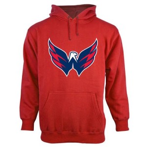 Men's Washington Capitals Old Time Hockey Big Logo with Crest Pullover Hoodie - - Red