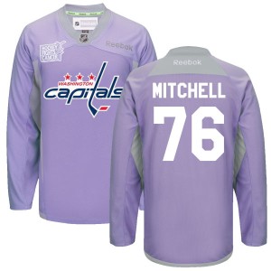 Men's Washington Capitals Garrett Mitchell Reebok Authentic 2016 Hockey Fights Cancer Practice Jersey - Purple