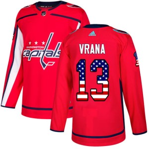 Men's Washington Capitals Jakub Vrana Adidas Authentic USA Flag Fashion Jersey - Red