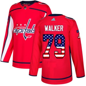 Men's Washington Capitals Nathan Walker Adidas Authentic USA Flag Fashion Jersey - Red