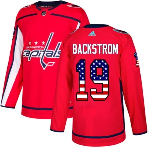 Men's Washington Capitals Nicklas Backstrom Adidas Authentic USA Flag Fashion Jersey - Red