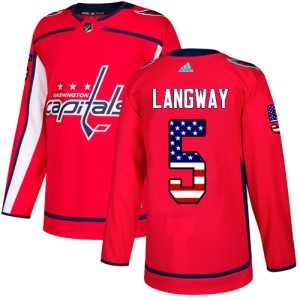 Men's Washington Capitals Rod Langway Adidas Authentic USA Flag Fashion Jersey - Red