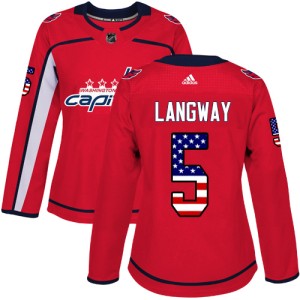 Women's Washington Capitals Rod Langway Adidas Authentic USA Flag Fashion Jersey - Red