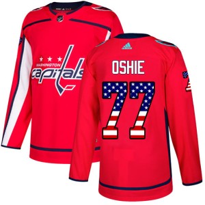 Men's Washington Capitals T.J. Oshie Adidas Authentic USA Flag Fashion Jersey - Red