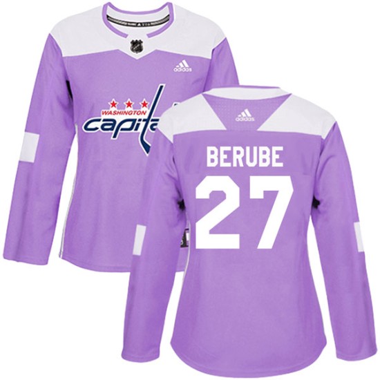 Women's Washington Capitals Craig Berube Adidas Authentic Fights Cancer Practice Jersey - Purple